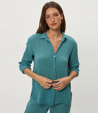 Michael Stars Leo Gauze Button Down Shirt In Brown