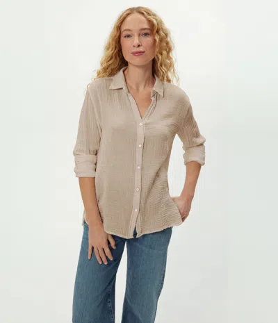 Michael Stars Leo Gauze Button Down Shirt In Brown