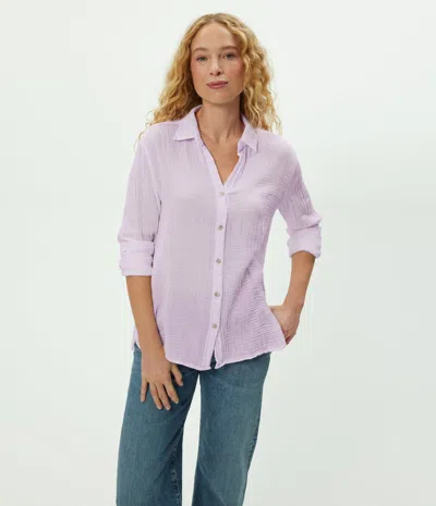 Michael Stars Leo Gauze Button Down Shirt In Green