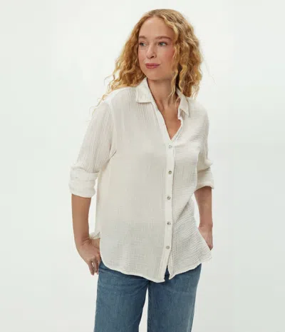 Michael Stars Leo Gauze Button Down Shirt In Neutral