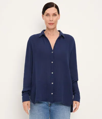 Michael Stars Leo Gauze Button Down Shirt In Nocturnal