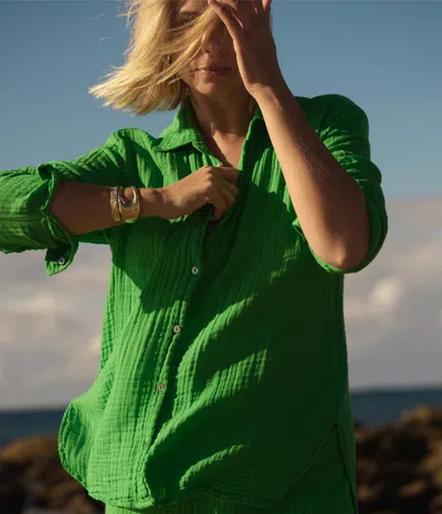 Michael Stars Leo Gauze Button Down Shirt In Olive