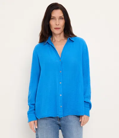 Michael Stars Leo Gauze Button Down Shirt In Pacific