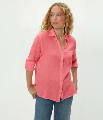 Michael Stars Leo Gauze Button Down Shirt In Pink