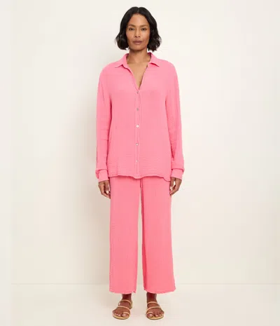 Michael Stars Leo Gauze Button Down Shirt In Pink