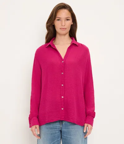 Michael Stars Leo Gauze Button Down Shirt In Pink