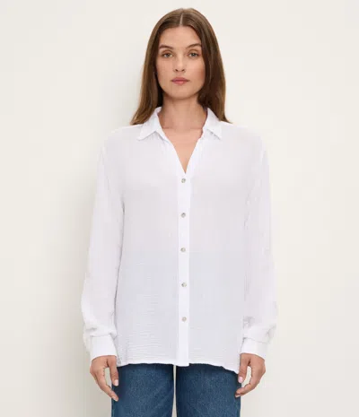 Michael Stars Leo Gauze Button Down Shirt In Key Lime