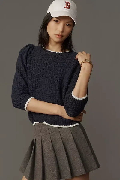 Michael Stars Leonora Puff-sleeve Sweater In Blue