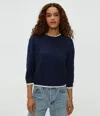 Michael Stars Leonora Tipped Puff Sleeve Cotton Blend Sweater In Nocturnal In Nocturnal