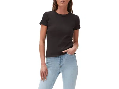 Michael Stars Lexy 1x1 Cotton Short Sleeve Crew Neck T-shirts In Black