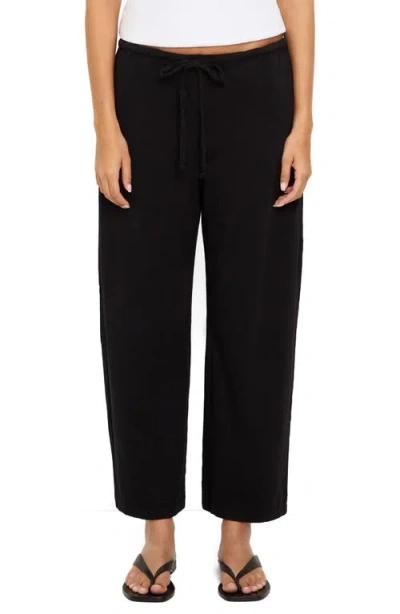 Michael Stars Liana Tie Waist Barrel Leg Pants In Black