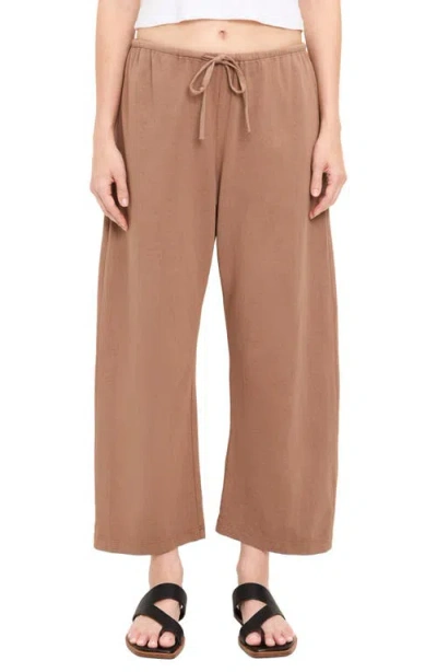 Michael Stars Liana Tie Waist Barrel Leg Pants In Brown