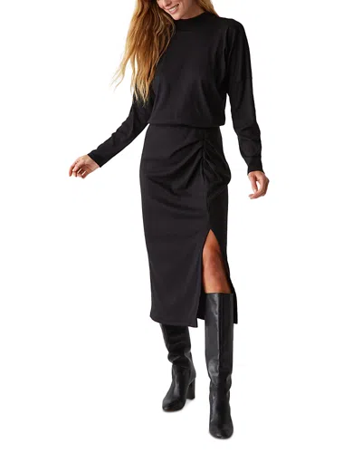 Michael Stars Lila Blouson Midi Dress In Black