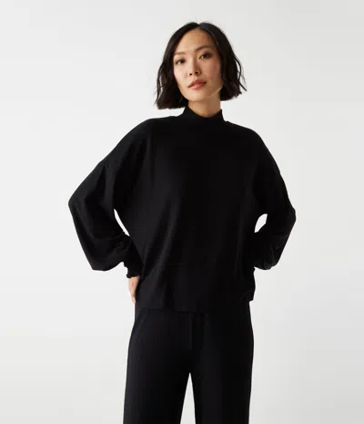 Michael Stars Lila Mock Neck Top In Black