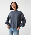 Michael Stars Lila Mock Neck Top In Heather Nocturnal