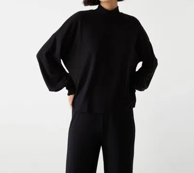 MICHAEL STARS LILA MOCK NECK TOP IN BLACK