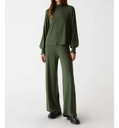 Michael Stars Lila Mock Neck Top In Dark Matcha In Multi