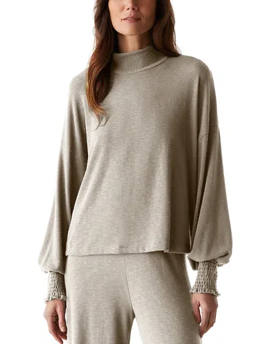 Michael Stars Lila Mock Neck Top In Oatmeal