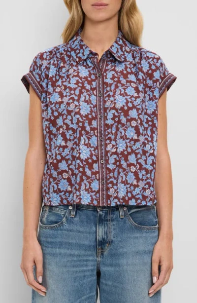 Michael Stars Liliane Print Button-up Shirt In Blue