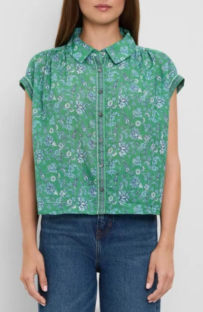 Michael Stars Liliane Print Button-up Shirt In Green