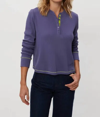 Michael Stars Lina Thermal Henley Tee In Moonlit In Multi
