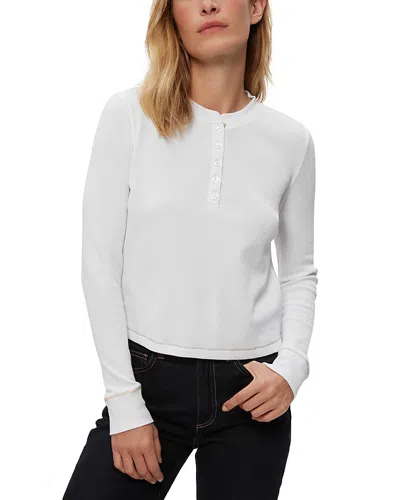 Michael Stars Lina Waffle Knit Henley Tee In White