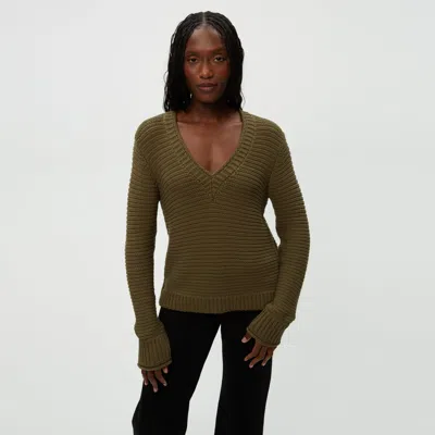 Michael Stars Linda V-neck Pullover In Green