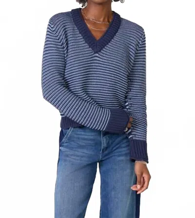 Michael Stars Linda V-neck Pullover Sweater In Nocturnal/breeze In Blue