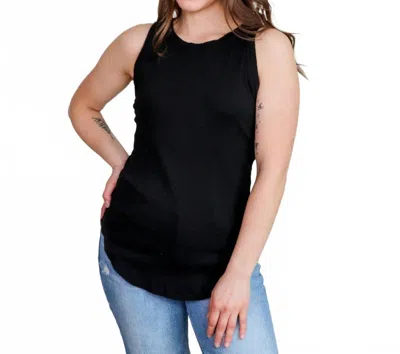 Michael Stars Lindsay Raw Hem Tank In Black