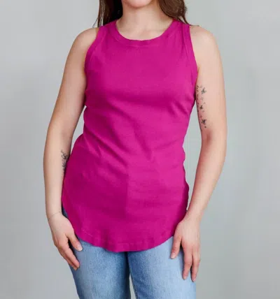 Michael Stars Lindsay Raw Hem Tank Top In Fuchsia In Pink