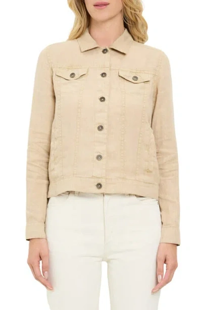 Michael Stars Linen Denim Jacket In Brown