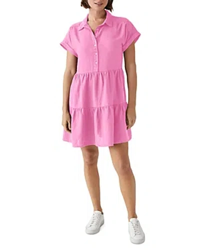 Michael Stars Linen Greta Short Sleeve Tiered Dress In Flamingo
