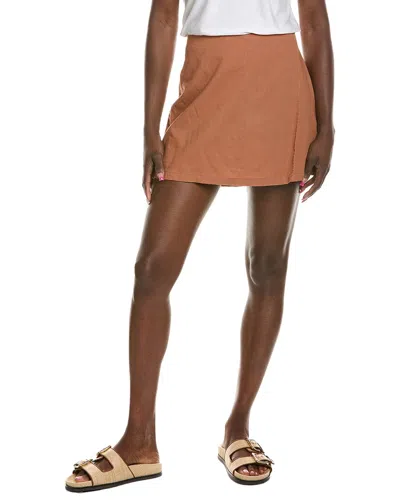 Michael Stars Linen-blend Mini Skort In Orange