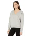 Michael Stars Linnea Sweatshirt Womens Heather Gray V-neck Long Sleeve Jdm573 In Gray
