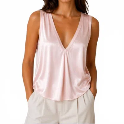 Michael Stars Liz Satin V Tank In Blush In Pink