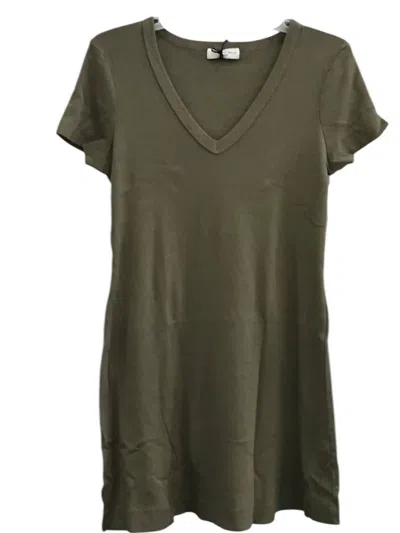 Michael Stars Liza V-neck Mini Swing Dress In Olive In Green