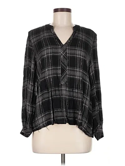 Pre-owned Michael Stars Long Sleeve Blouse In Black