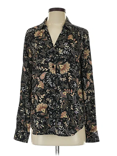 Pre-owned Michael Stars Long Sleeve Blouse In Black
