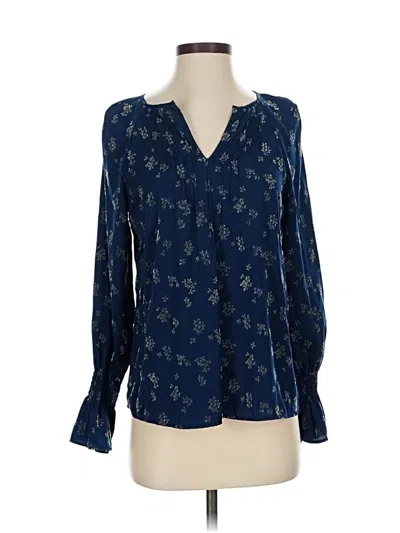 Pre-owned Michael Stars Long Sleeve Blouse In Blue