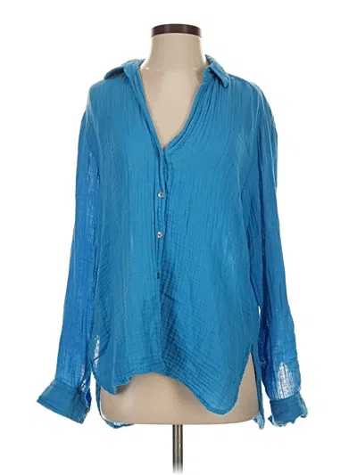 Pre-owned Michael Stars Long Sleeve Blouse In Blue