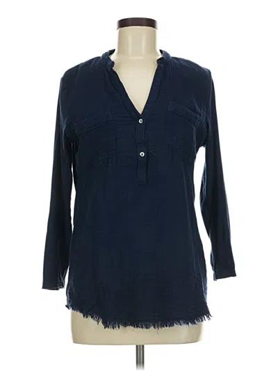 Pre-owned Michael Stars Long Sleeve Blouse In Blue