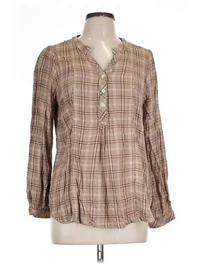 Pre-owned Michael Stars Long Sleeve Blouse In Brown