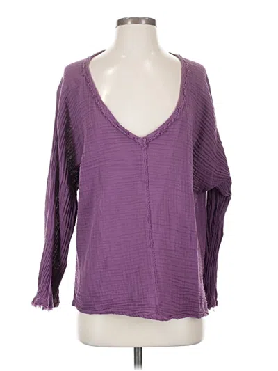 Pre-owned Michael Stars Long Sleeve Blouse In Purple