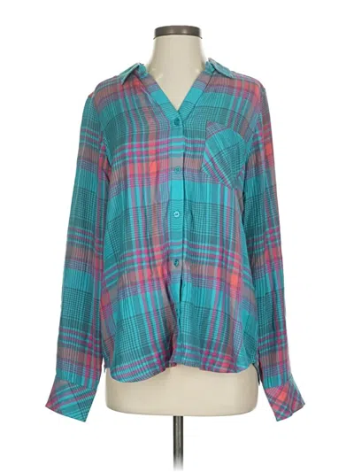 Pre-owned Michael Stars Long Sleeve Blouse In Teal