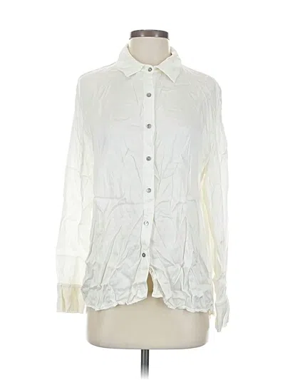 Pre-owned Michael Stars Long Sleeve Blouse In White