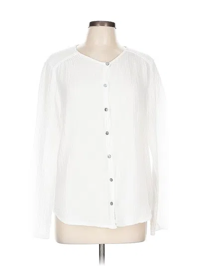 Pre-owned Michael Stars Long Sleeve Blouse In White