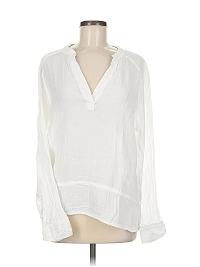 Pre-owned Michael Stars Long Sleeve Blouse In White