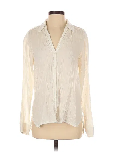 Pre-owned Michael Stars Long Sleeve Blouse In White