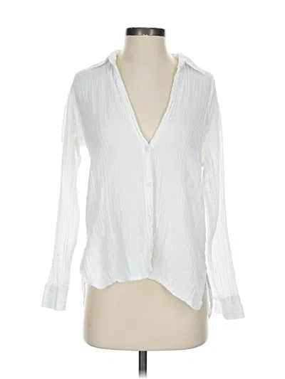 Pre-owned Michael Stars Long Sleeve Blouse In White