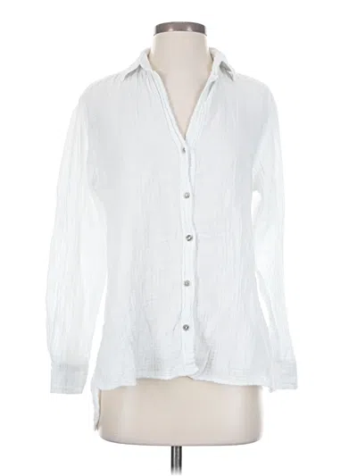 Pre-owned Michael Stars Long Sleeve Blouse In White